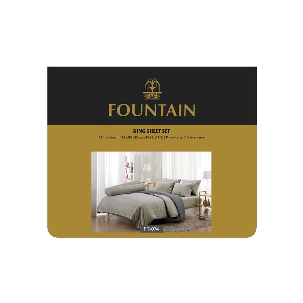 ชุดผ้าปูที่นอน 6 ฟุต 5 ชิ้น FOUNTAIN PRINTED 70106-FT074