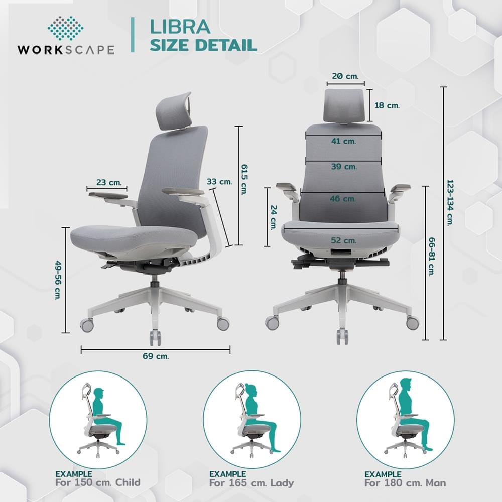 D.I.Y.เก้าอี้สุขภาพ WORKSCAPE LIBRA WCH-00002 สีเทา