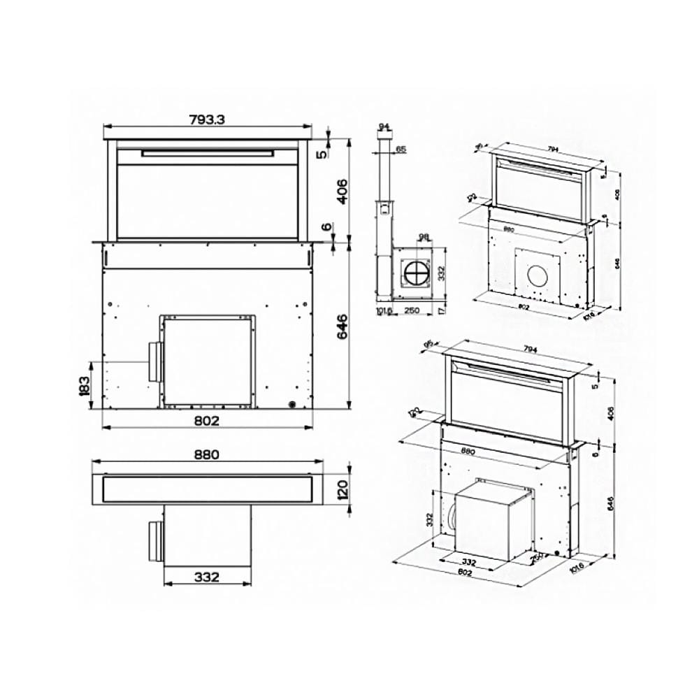 เครื่องดูดควันฝังเคาน์เตอร์ METRIX PLANA BL 90 ซม.