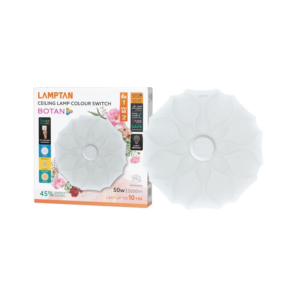 ไฟเพดาน LED LAMPTAN BOTAN 19 นิ้ว 50 วัตต์ DAYLIGHT/COOL WHITE/WARM WHITE สีขาว