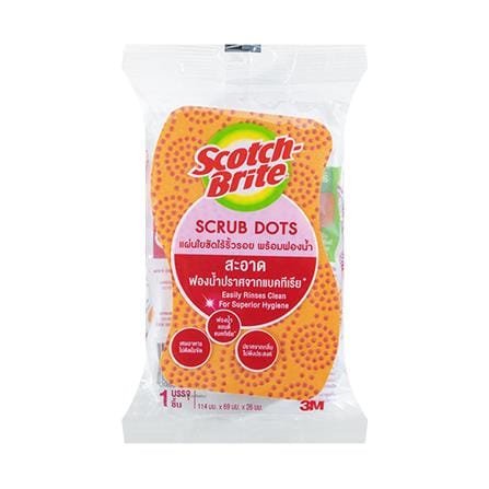 ฟองน้ำพร้อมใยขัด SCOTCH-BRITE SCRUB DOTS 11.4x6.9 ซม. สีส้ม (แพ็ก 4 ชิ้น)_1