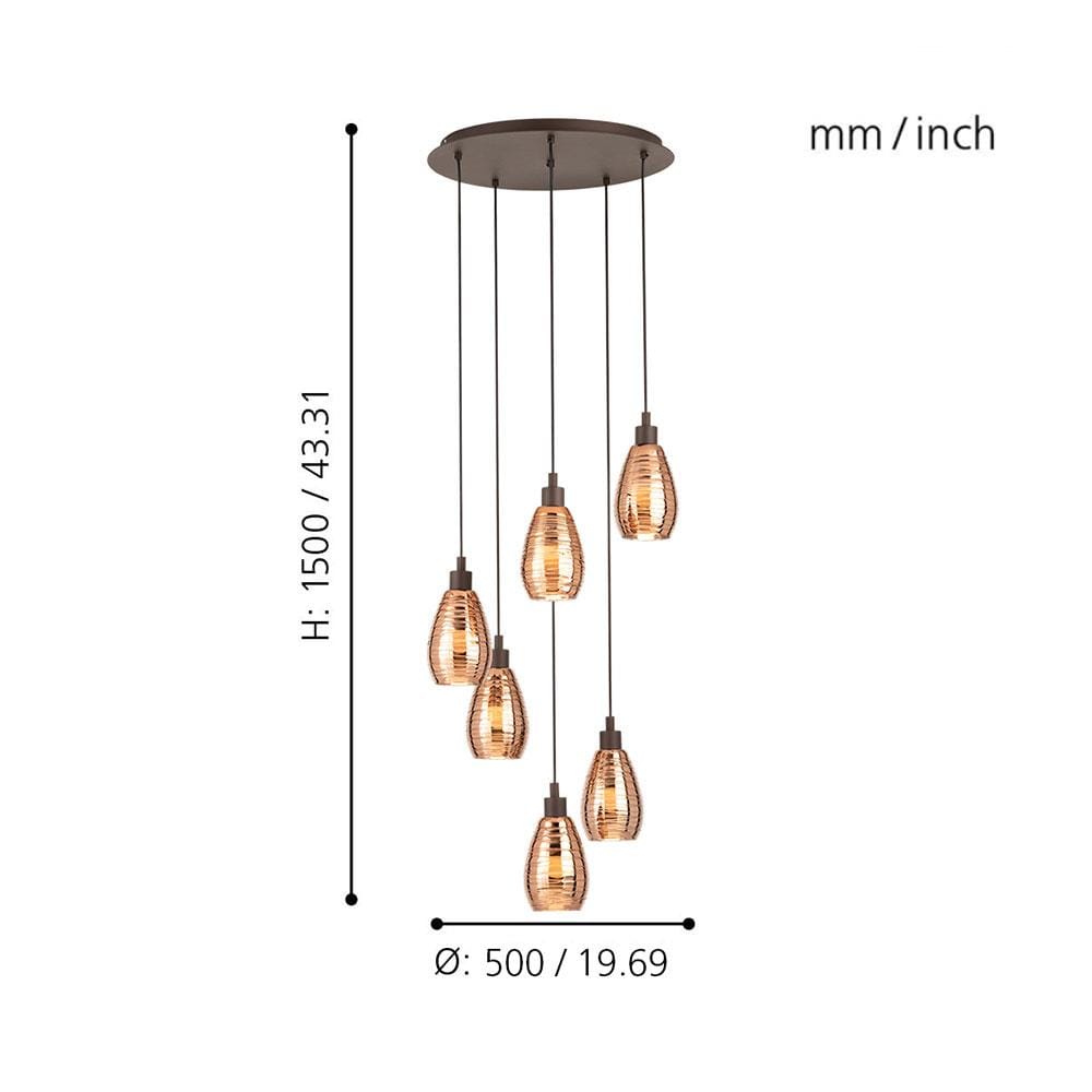 ไฟช่อ EGLO SIRACUSA 39508 สีน้ำตาล/ทองแดง 6 หัว