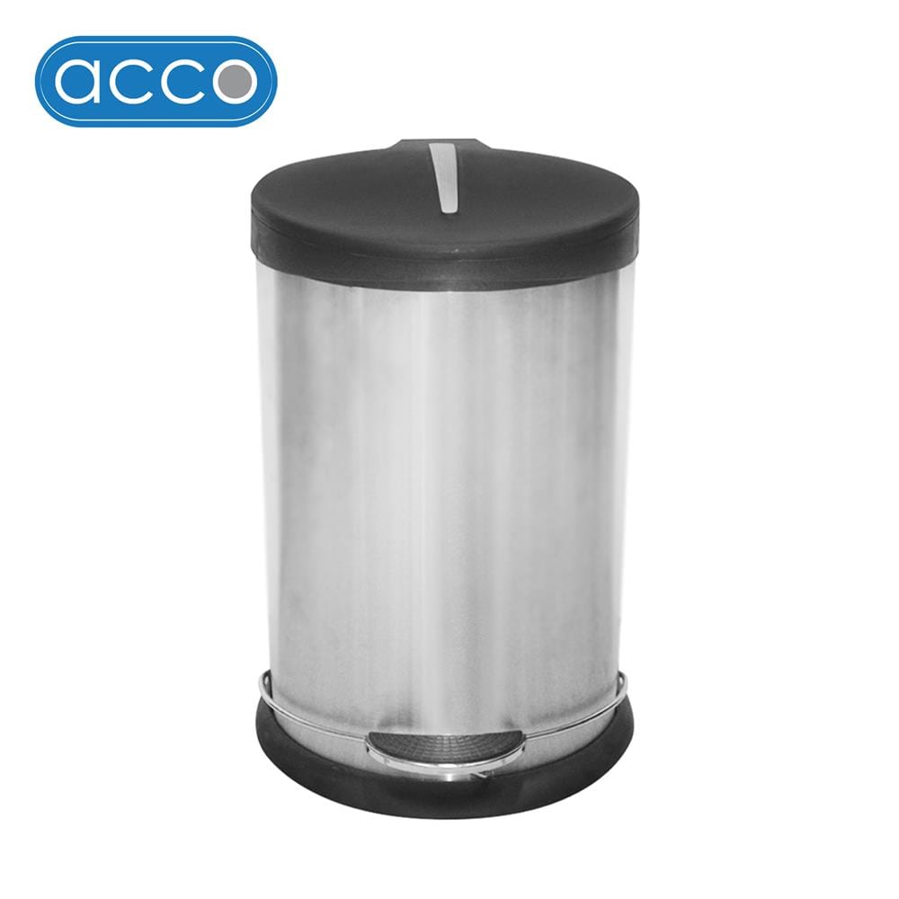 ถังขยะเหยียบกลม ACCO GENTLY 12 ลิตร สีเงิน
