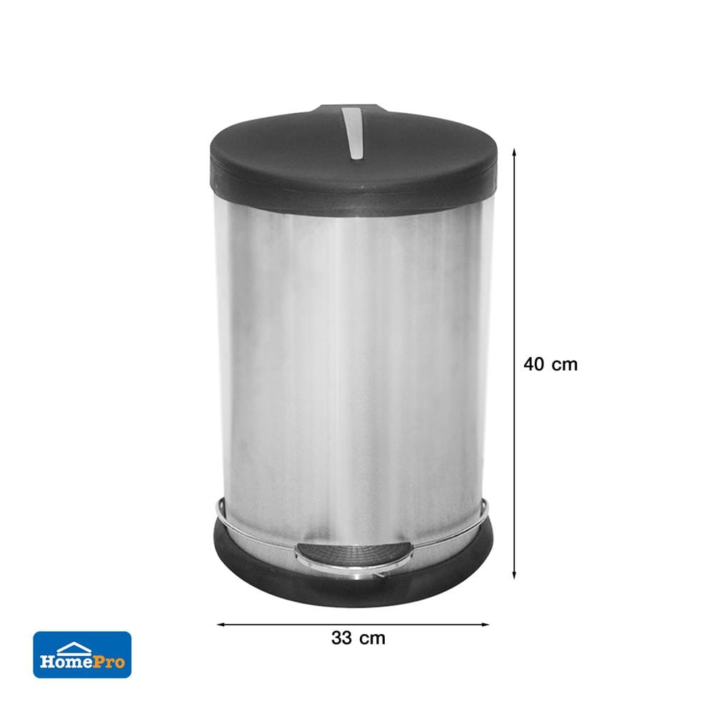 ถังขยะเหยียบกลม ACCO GENTLY 12 ลิตร สีเงิน
