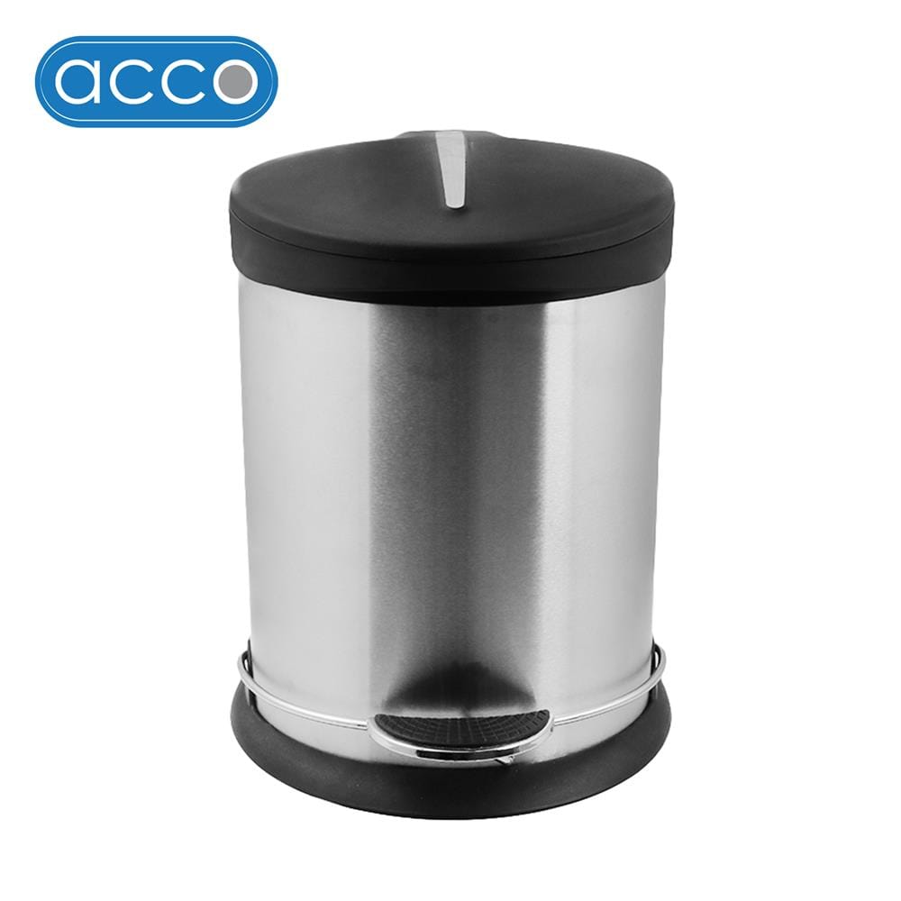 ถังขยะเหยียบกลม ACCO GENTLY 5 ลิตร สีเงิน