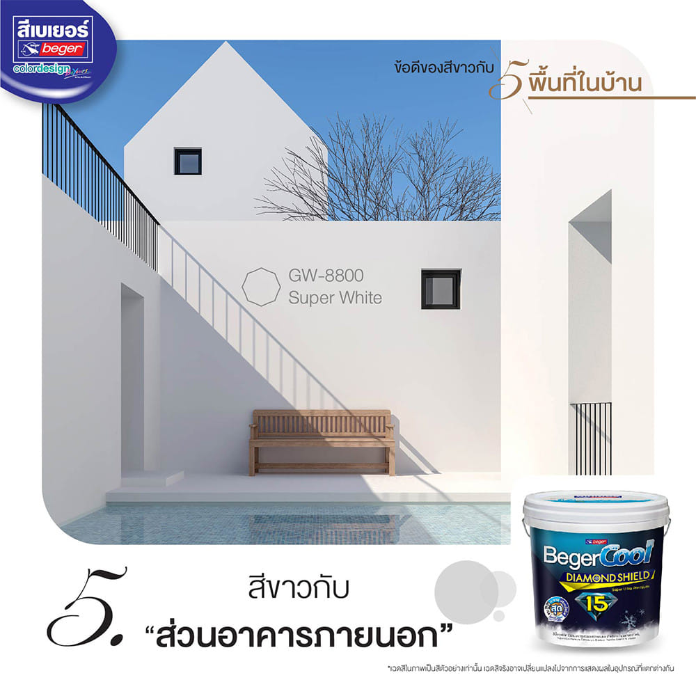 สีน้ำทาภายนอก ชนิดกึ่งเงา BEGERCOOL DIAMONDSHIELD 18 GW-8800 สี SUPER WHITE 1 แกลลอน