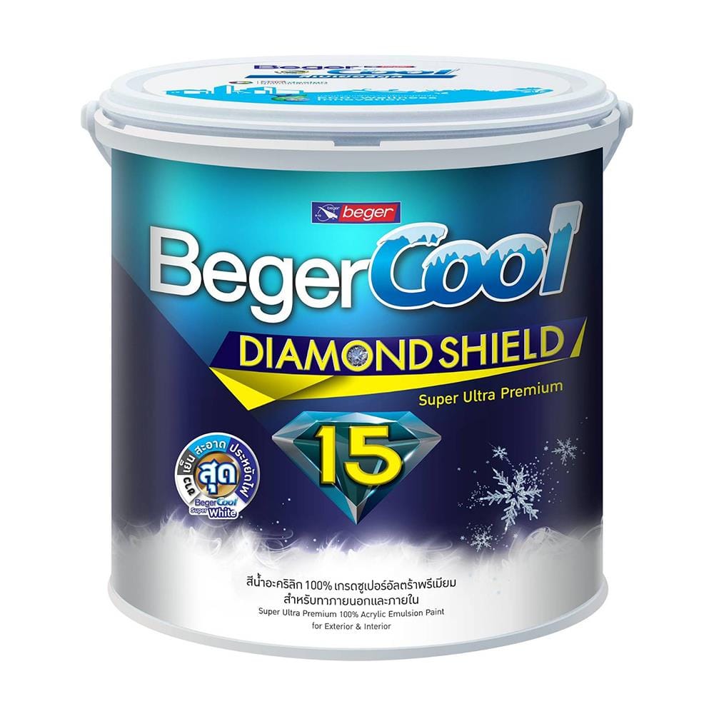 สีน้ำทาภายนอก BEGERCOOL DIAMONDSHIELD 15 #SW-8800 สี SUPER WHITE เนียน 1 แกลลอน