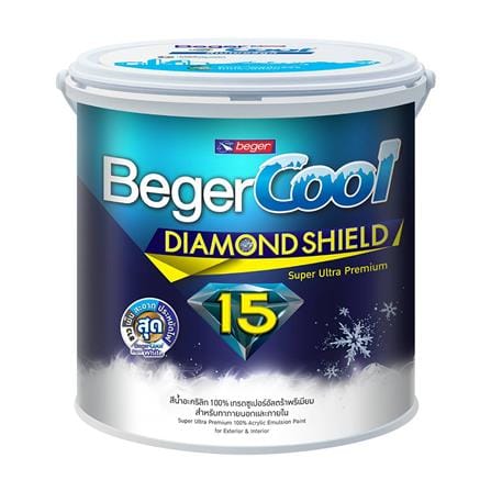 สีน้ำทาภายนอก BEGERCOOL DIAMONDSHIELD 15 #SW-8800 สี SUPER WHITE เนียน 1 แกลลอน_0