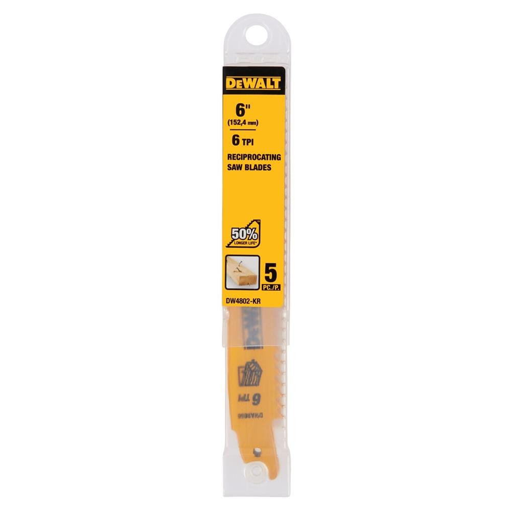 ใบเลื่อยจิ๊กซอ DEWALT DW4802 6 TPI 6 นิ้ว แพ็ก 5 ชิ้น