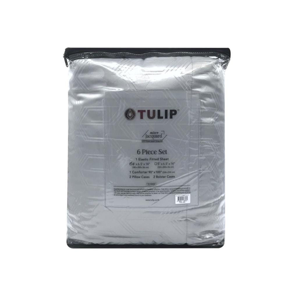 ชุดผ้าปูที่นอน 6 ฟุต 6 ชิ้น TULIP MICRO JQ 02181-TJ001