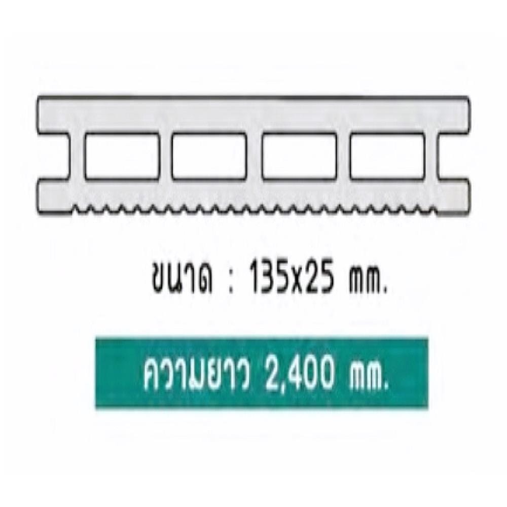 ไม้พื้นภายนอก WPC แบบกลวง WATSADUNIYOM 13.5X240X2.5 ซม. สีเทาดำ
