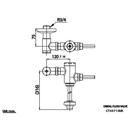 ฟลัชวาล์วโถชายท่อตรง COTTO CT4571DUF_1