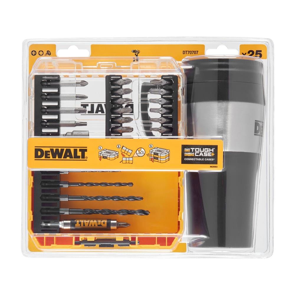 ชุดดอกไขควงและดอกสว่าน พร้อมแก้วน้ำ DEWALT DT70707-QZ 25 ชิ้น