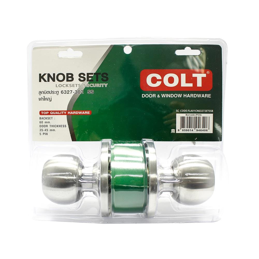 ลูกบิดประตู หัวกลม ฝาใหญ่ COLT 6327-302  สีสเตนเลส