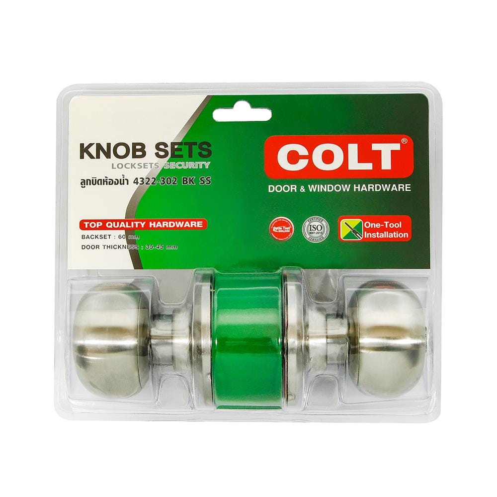 ลูกบิดประตูห้องน้ำ หัวกลม ฝาเล็ก COLT 4327-302 สีสเตนเลส