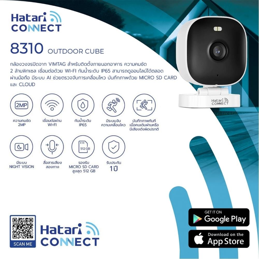 กล้องวงจรปิดไร้สายภายนอก HATARI CONNECT 8310