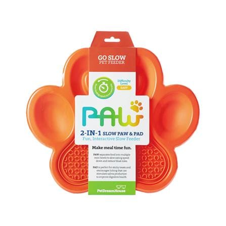 จานอาหารพร้อมแผ่นเลีย PETDREAMHOUSE 2IN1 SLOW FEEDER & LICK PAD สีส้ม_0