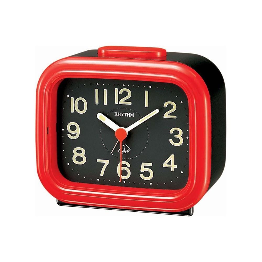 นาฬิกาตั้งโต๊ะพลาสติก RHYTHM 4RA888-R02 4X4.5 นิ้ว สีแดง/ดำ