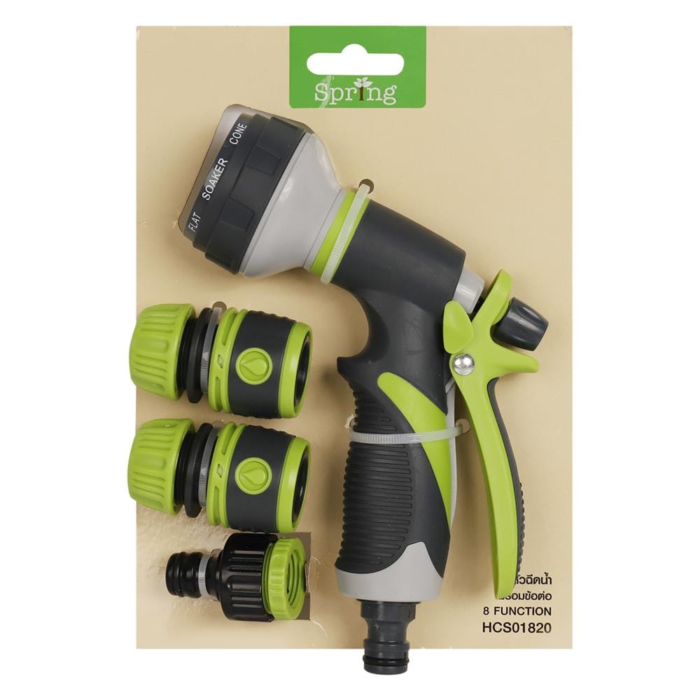 ชุดหัวฉีดน้ำพร้อมข้อต่อ 8 รูปแบบ SPRING HCS01820