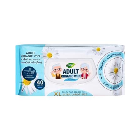 ผ้าเช็ดทำความสะอาด FRESH ORGANIC ADULT 40 แผ่น แพ็ก 1 แถม 1_1