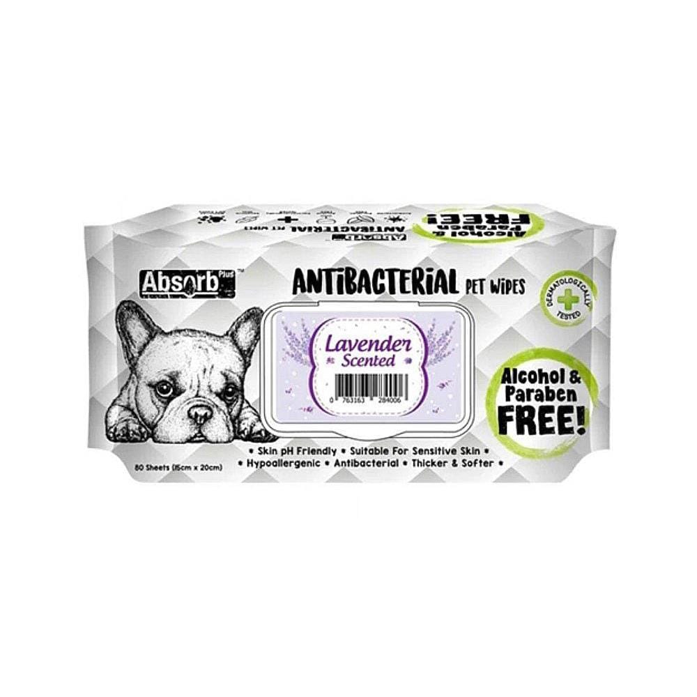 ผ้าเช็ดทำความสะอาดสัตว์เลี้ยง ABSORB PLUS ANTI BAC LAVENDER 80 แผ่น