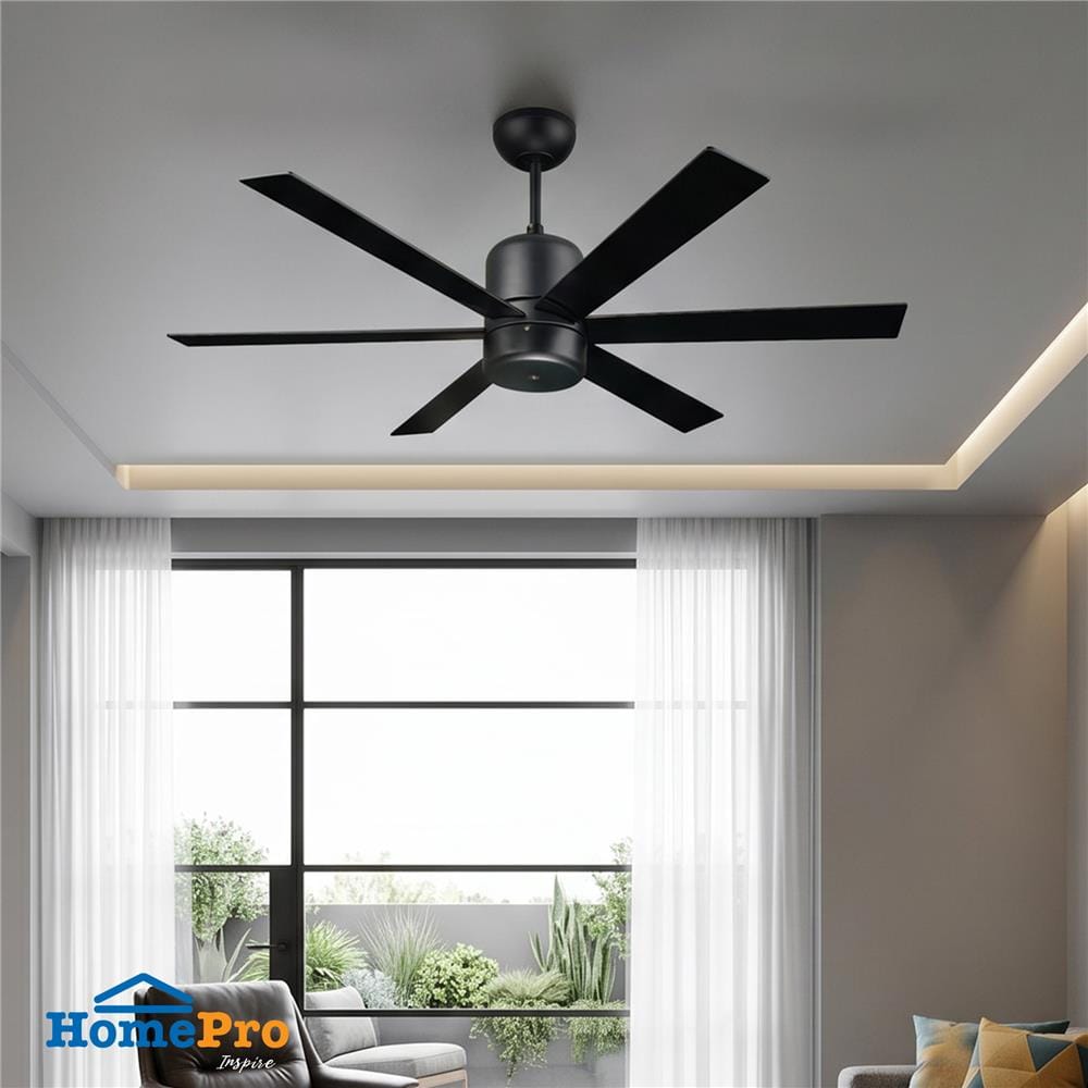 พัดลมไม่มีโคมไฟ CARINI CN648-BK+RC 48 นิ้ว 6 ใบพัด สีดำ