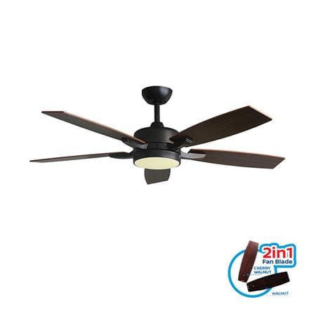 พัดลมโคมไฟ LED WINFAVOUR DC58 WFDC52 ORB+G 24 วัตต์ DAYLIGHT WARMWHITE COOLWHITE 52 นิ้ว สีดำ/น้ำตาล_0