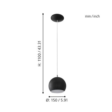 ไฟช่อ EGLO MD PETTO LED 95836 สีดำ 1 หัว_2