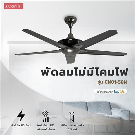 พัดลมไม่มีโคมไฟ CARINI CN01-58N AGM 58 นิ้ว 5 ใบพัด สีดำ_3