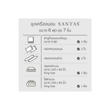 ชุดผ้าปูที่นอน 6 ฟุต 7 ชิ้น SANTAS JADEITE BL_7