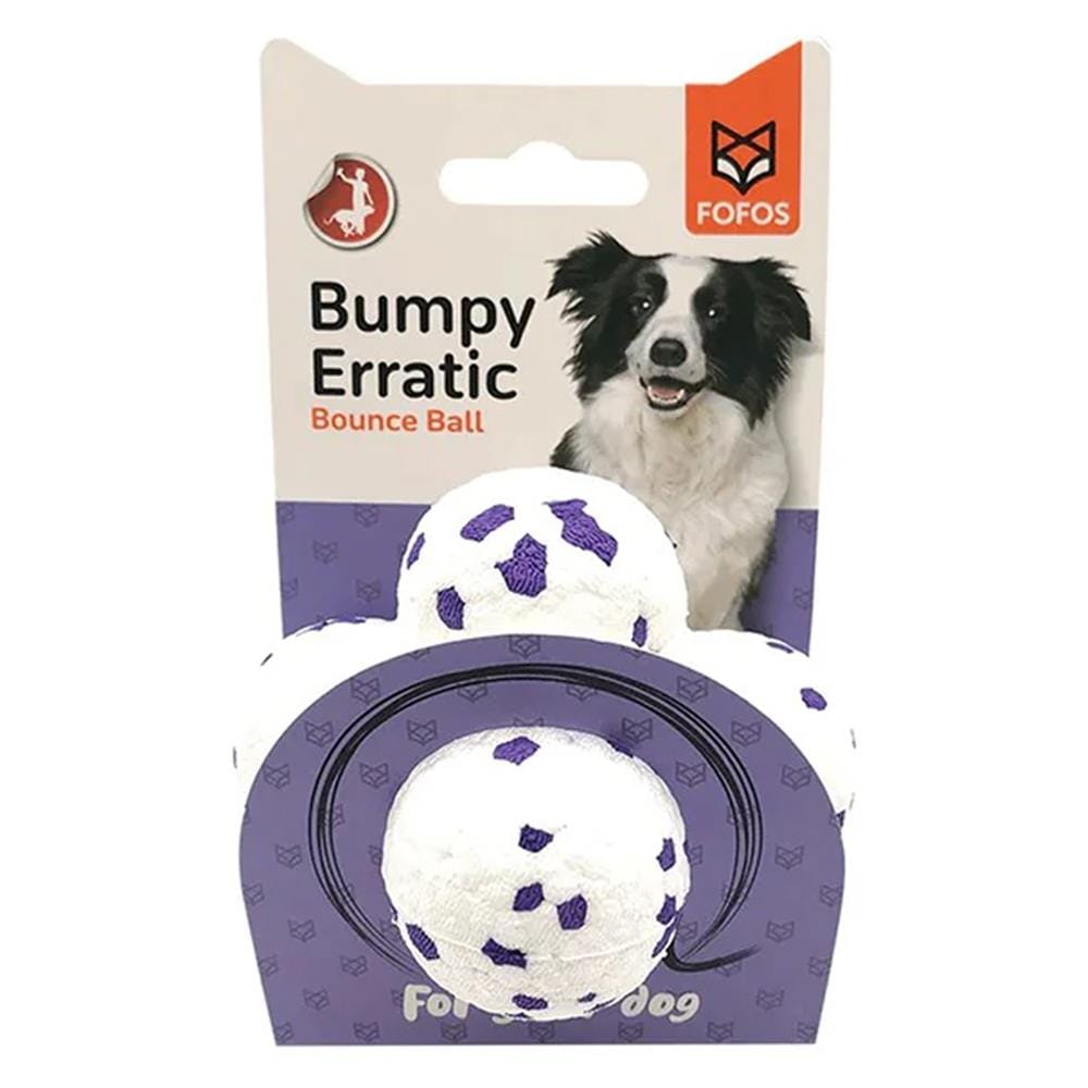 ของเล่นสุนัข FOFOS BUMPY ERRATIC BOUNCE BALL สีขาว/ม่วง