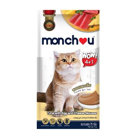 ขนมแมวเลีย MONCHOU TUNA WITH EGG AND CHEESE แพ็ก 5 ชิ้น_0