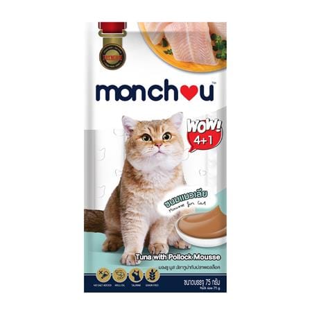 ขนมแมวเลีย MONCHOU TUNA WITH POLLOCK แพ็ก 5 ชิ้น_0