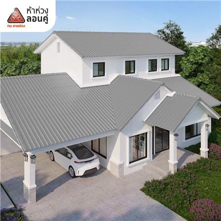 กระเบื้องหลังคาลอนคู่ ห้าห่วง 0.5x50x120 ซม. สีเทาโมเดิร์น รูฟ_1