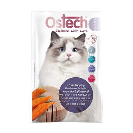 อาหารเปียกแมว OSTECH ULTRA EXPLORED WITH LOVE ปลาทูน่าหน้าปูอัดในเยลลี่ 70 ก._0