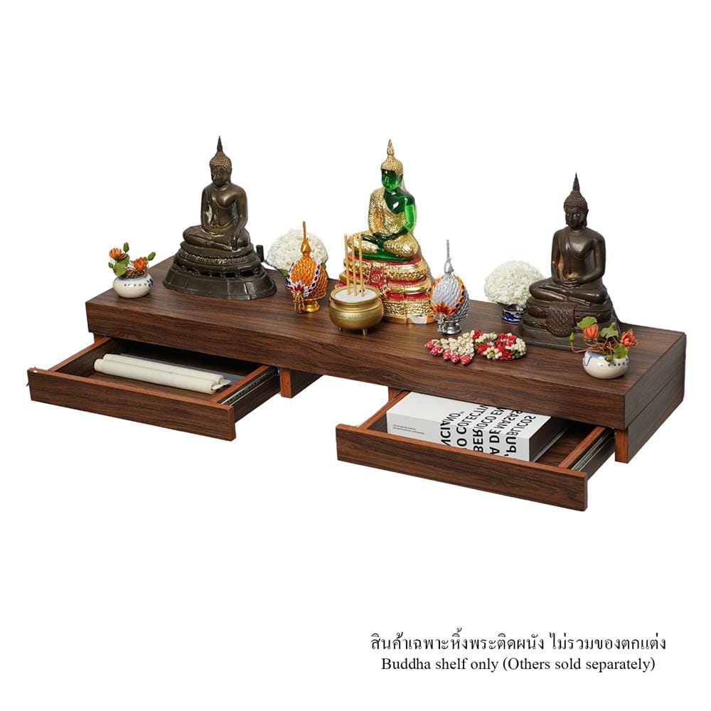 หิ้งพระติดผนัง 2 ลิ้นชัก FASTTECT SD2-2409-P สีโอ๊ค