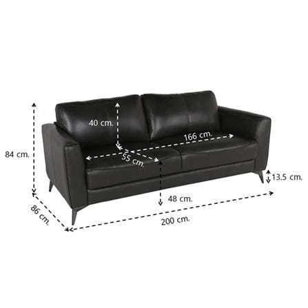โซฟา 3 ที่นั่ง SB FURNITURE ROCHESTER สีดำ_4