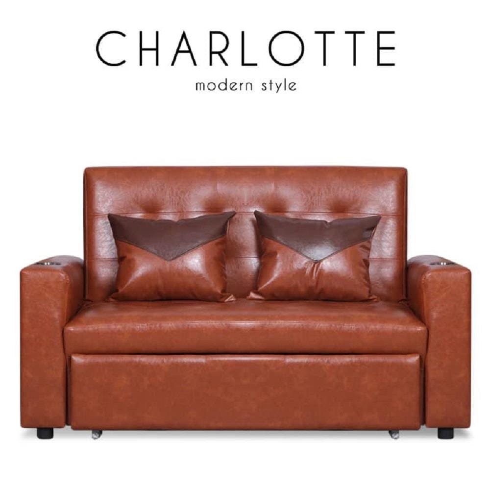 โซฟาเบด AS FURNITURE CHARLOTTE LBWB21 PVC สีน้ำตาลอ่อน