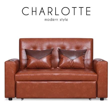 โซฟาเบด AS FURNITURE CHARLOTTE LBWB21 PVC สีน้ำตาลอ่อน_4