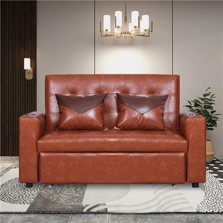 โซฟาเบด AS FURNITURE CHARLOTTE LBWB21 PVC สีน้ำตาลอ่อน_5