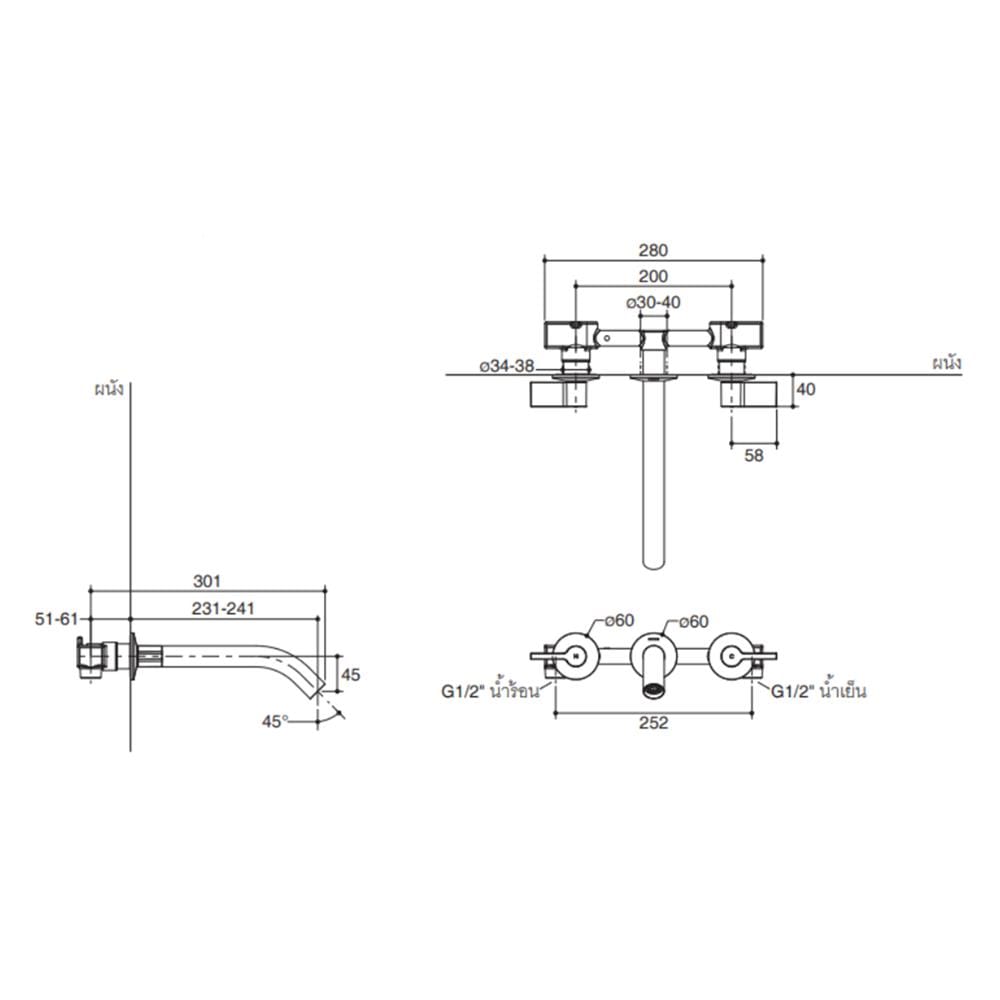 ก๊อกผสมอ่างอาบ KOHLER K-78014T-4-CP