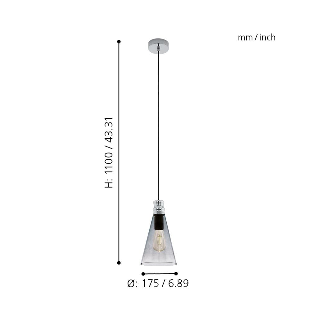 ไฟช่อ EGLO FRAMPTON 1 49154 สีดำใส 1 หัว
