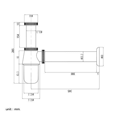 ท่อน้ำทิ้งอ่างล้างหน้ากระปุก DONMARK GL-5314 30 ซม._2