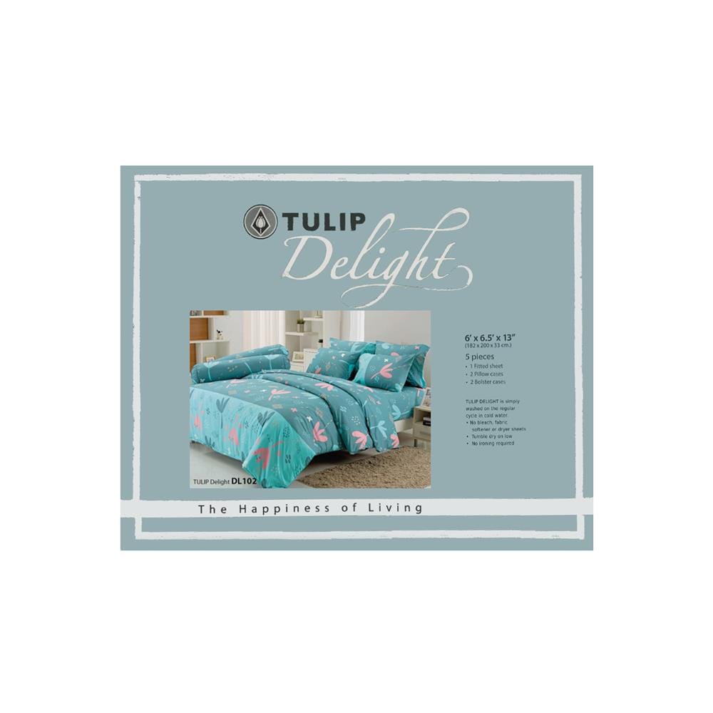 ชุดผ้าปูที่นอน 6 ฟุต 5 ชิ้น TULIP DELIGHT 60012-DL102