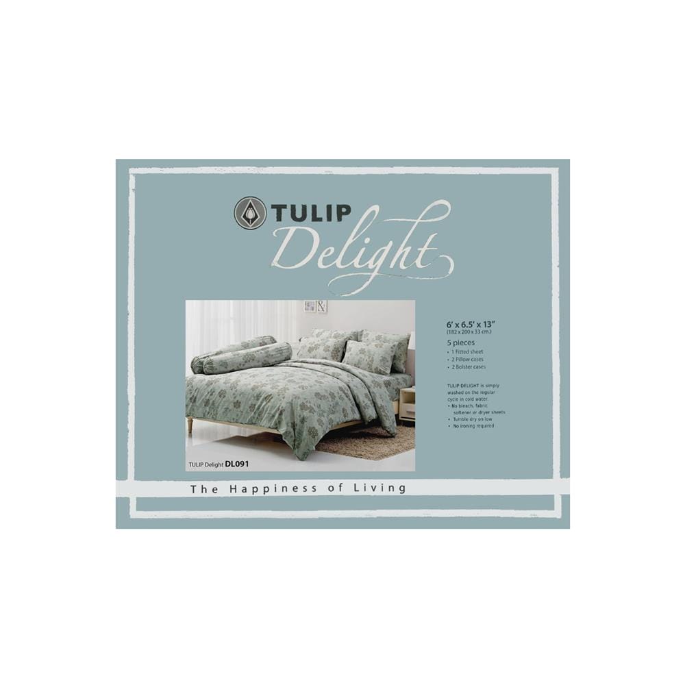 ชุดผ้าปูที่นอน 6 ฟุต 5 ชิ้น TULIP DELIGHT 60012-DL091
