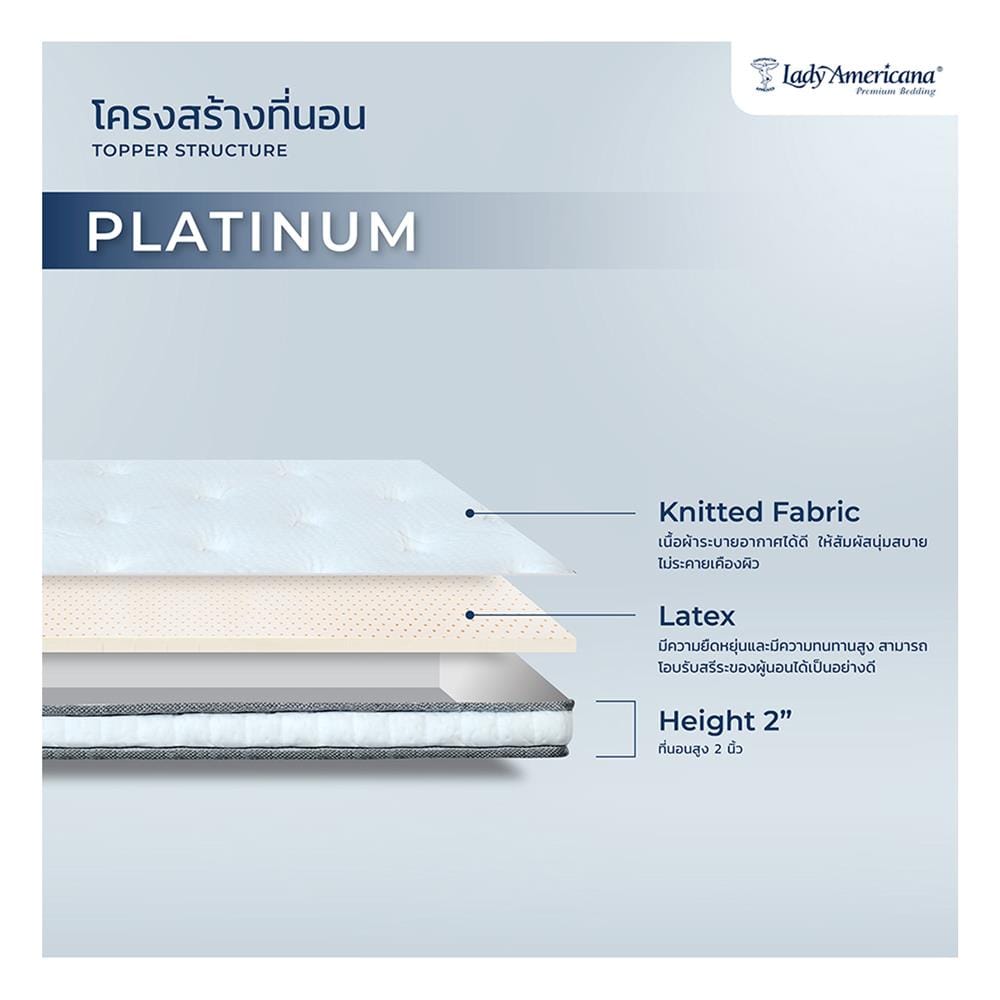 แผ่นรองนอน 6 ฟุต LADY AMERICANA SUPER PLATINUM
