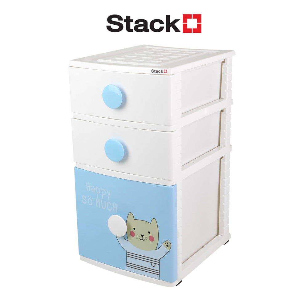ตู้ลิ้นชัก 3 ชั้น STACKO B42 TINY 42X47X72 ซม. สีขาว/ฟ้า