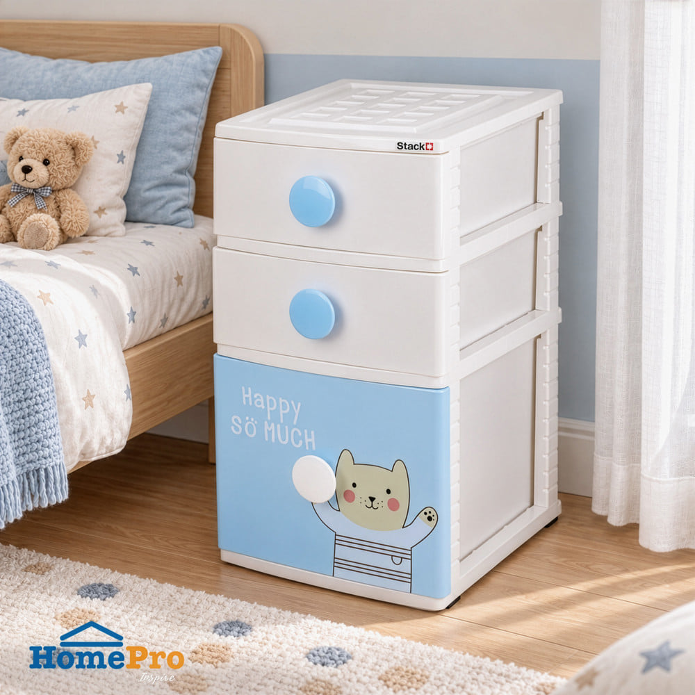 ตู้ลิ้นชัก 3 ชั้น STACKO B42 TINY 42X47X72 ซม. สีขาว/ฟ้า