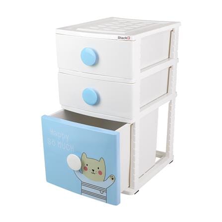 ตู้ลิ้นชัก 3 ชั้น STACKO B42 TINY 42X47X72 ซม. สีขาว/ฟ้า_2