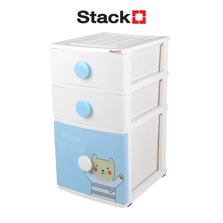 ตู้ลิ้นชัก 3 ชั้น STACKO B42 TINY 42X47X72 ซม. สีขาว/ฟ้า_1